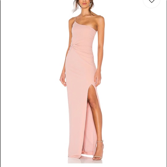 Jasmine one shoulder gown in blush - Picture 1 of 5